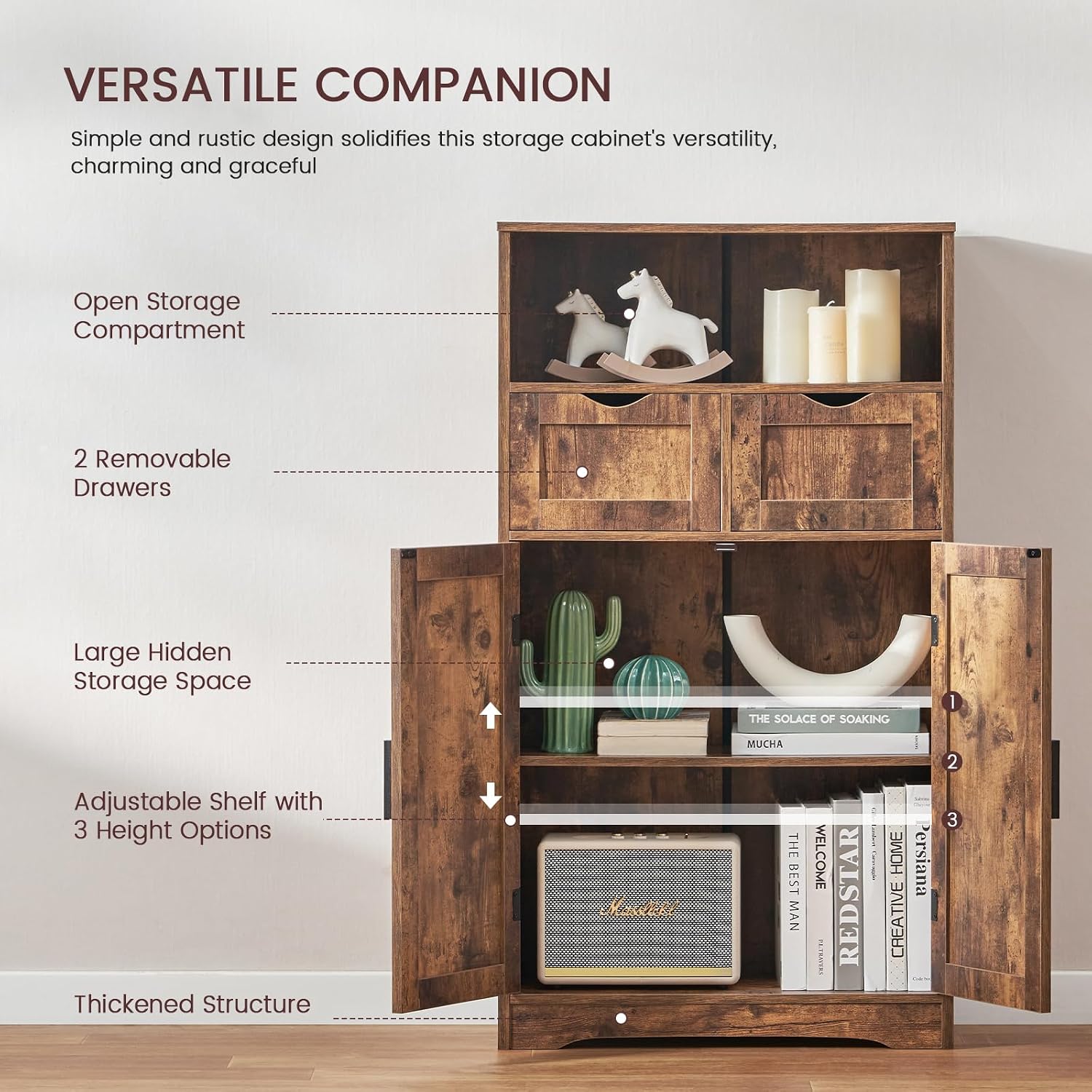Brown Drawer Storage Floor Cabinet