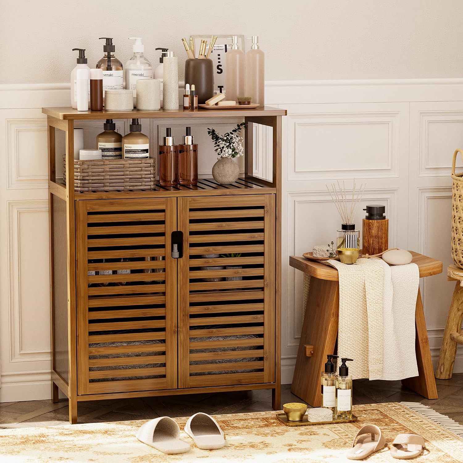 Walnut Bamboo Bathroom Cabinet