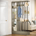 Grey Shelved Bookcase Room Divider with Coat Hooks
