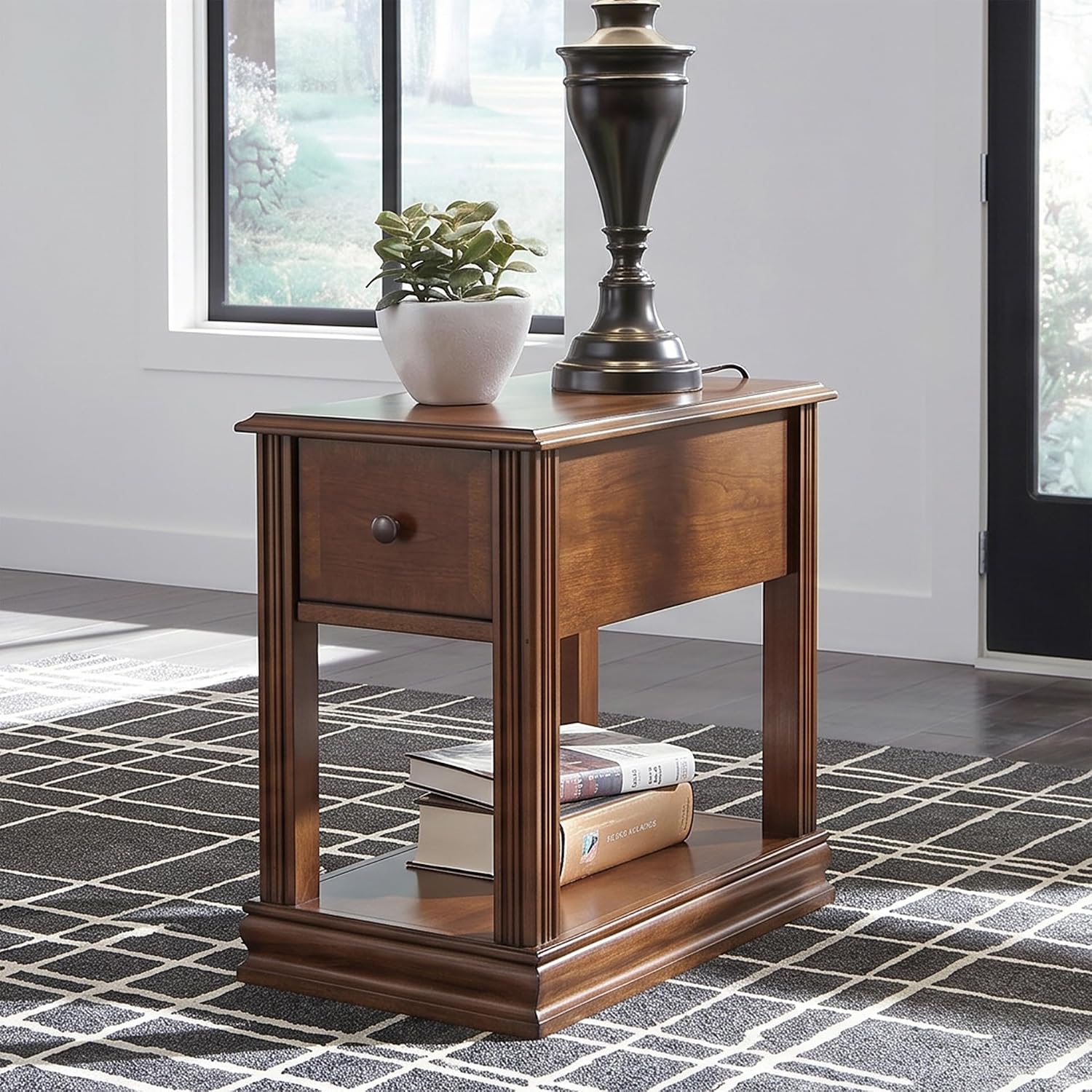 Brown Wooden Chair Side End Table