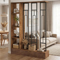 Brown Black Wooden Shelved Freestanding Room Divider