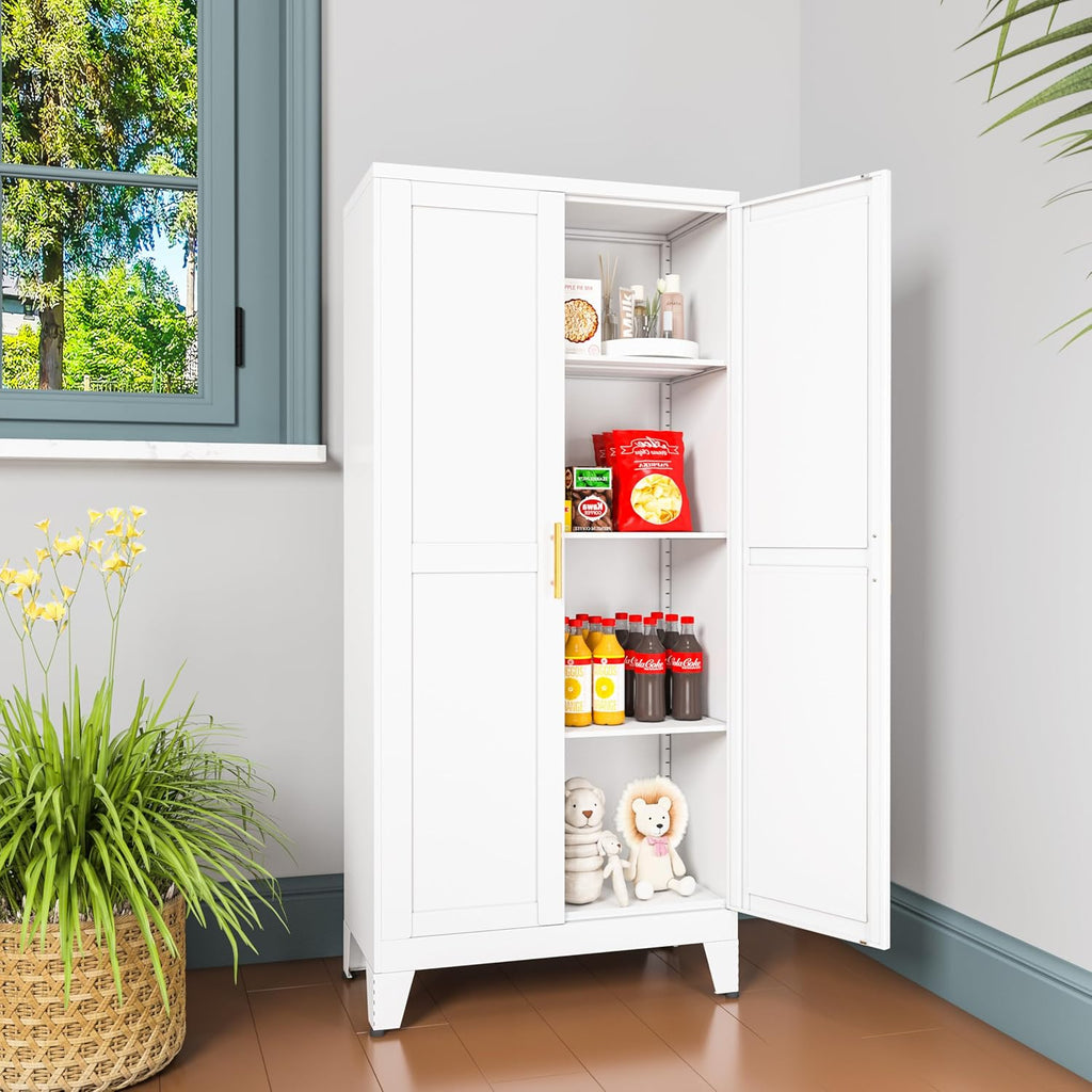 White Metal Kitchen Pantry Cabinet