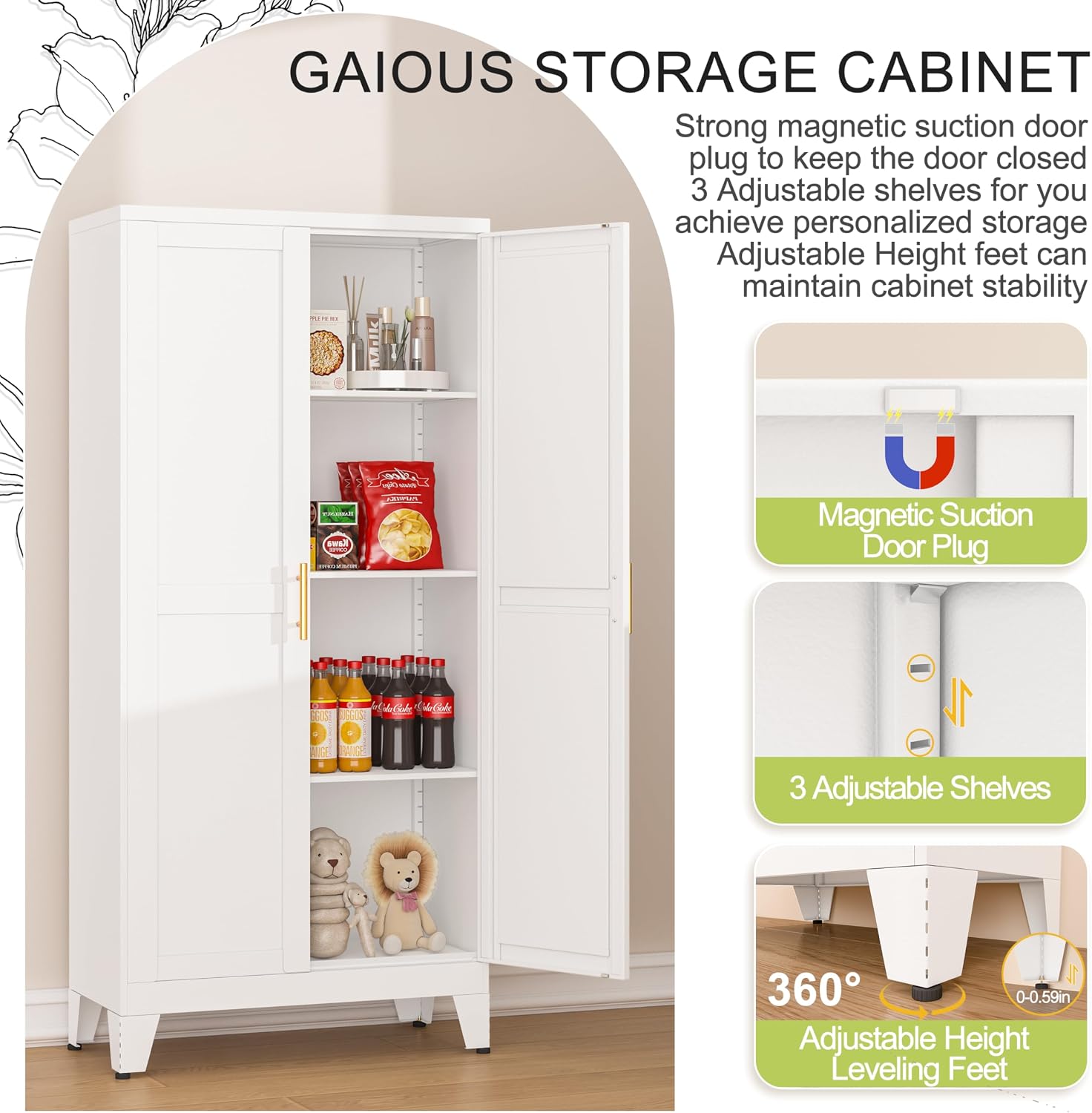 White Metal Kitchen Pantry Cabinet
