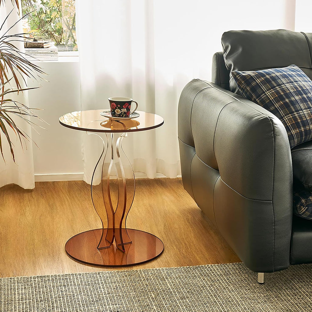 Amber Clear Acrylic Round Side Table
