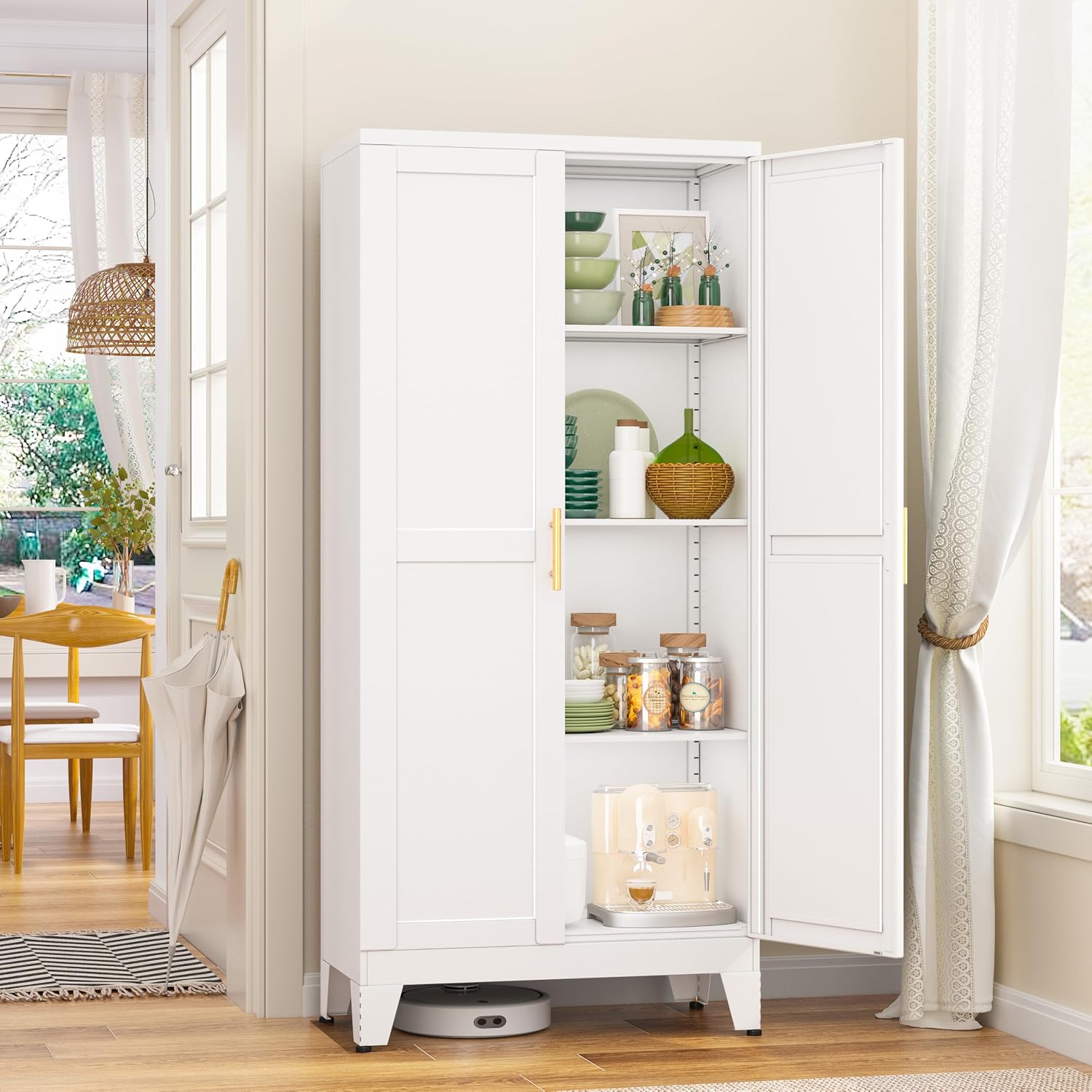White Metal Kitchen Pantry Cabinet