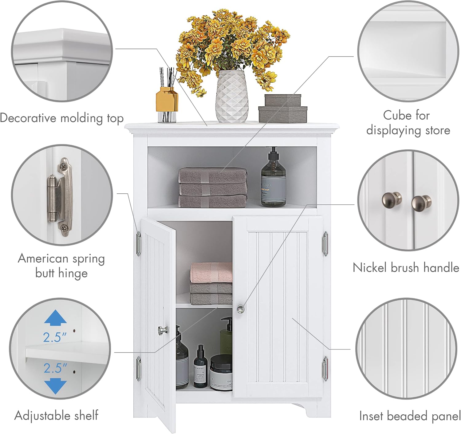 White Corner Bathroom Storage Cabinet