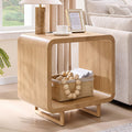 Oak Charging 2-Tier Side Table