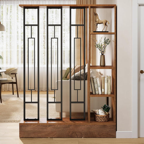 Brown Black Modern Shelved Freestanding Room Divider