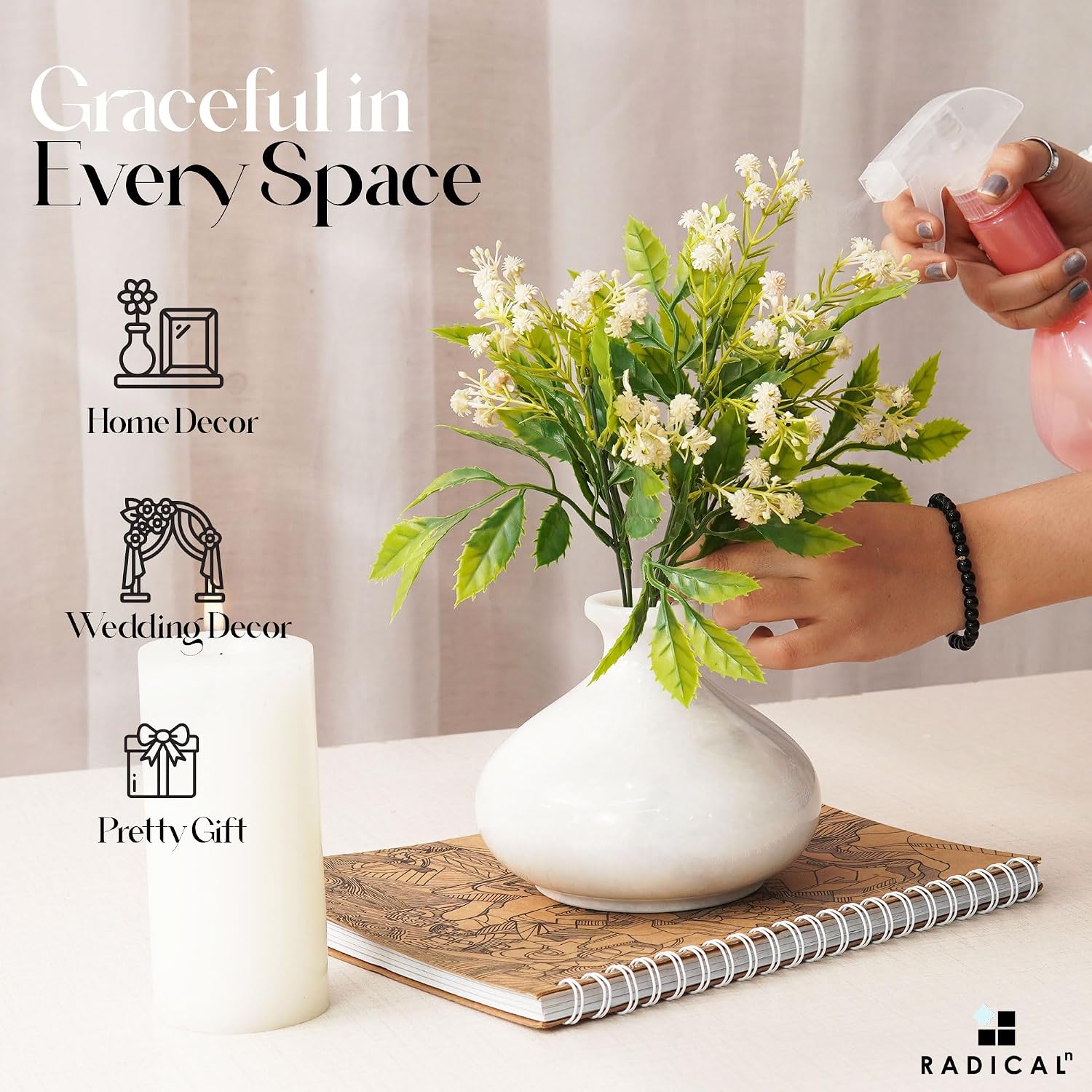 White Marble Decor Flower Vase