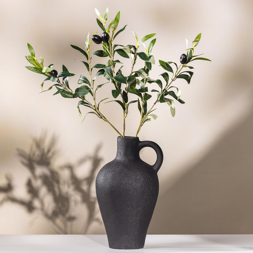 Textured Ceramic Vase Gift Set with Artificial Plants