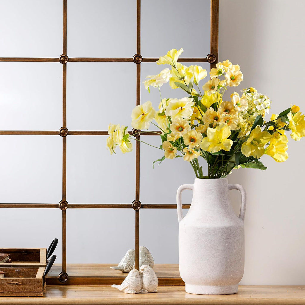 Off White Handled Farmhouse Ceramic Vase