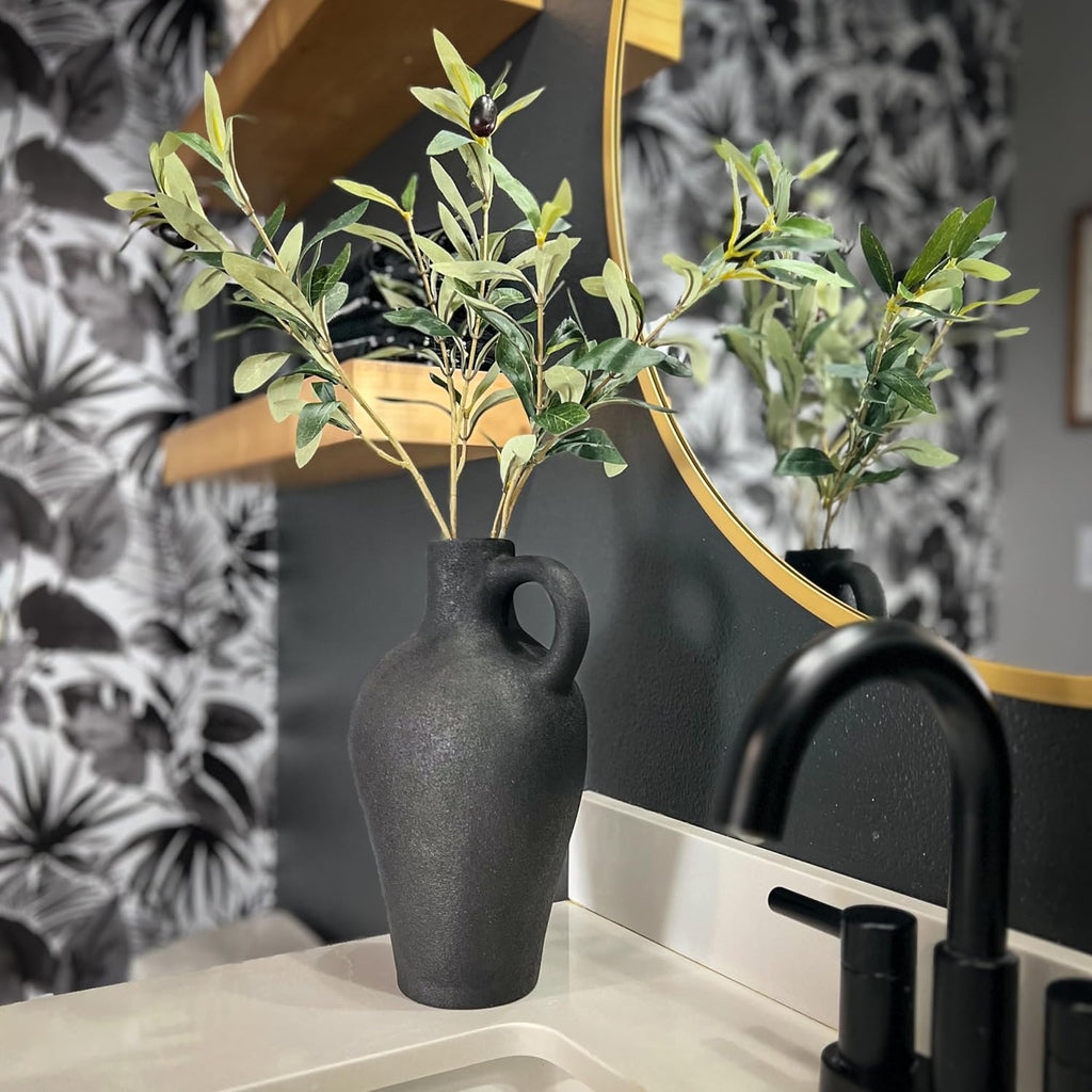 Textured Ceramic Vase Gift Set with Artificial Plants