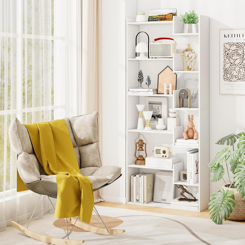 White 6-Tier Freestanding Room Divider Bookcase