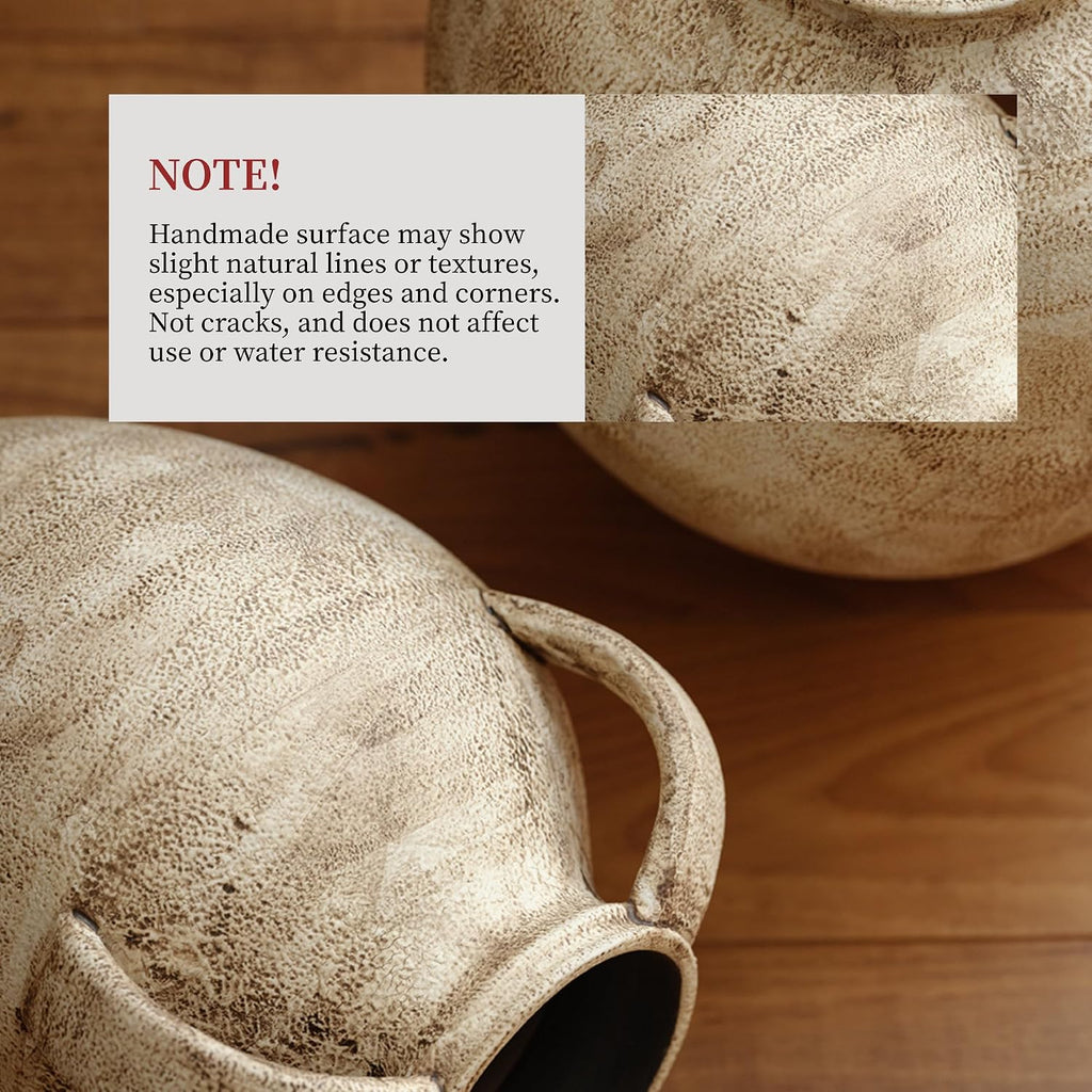 Stone Vein Three Handle Ceramic Vase