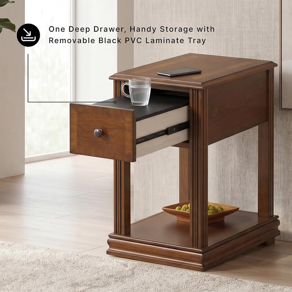 Brown Wooden Chair Side End Table