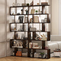 Rustic Brown S-Shaped 6 Tier Geometric Bookcase