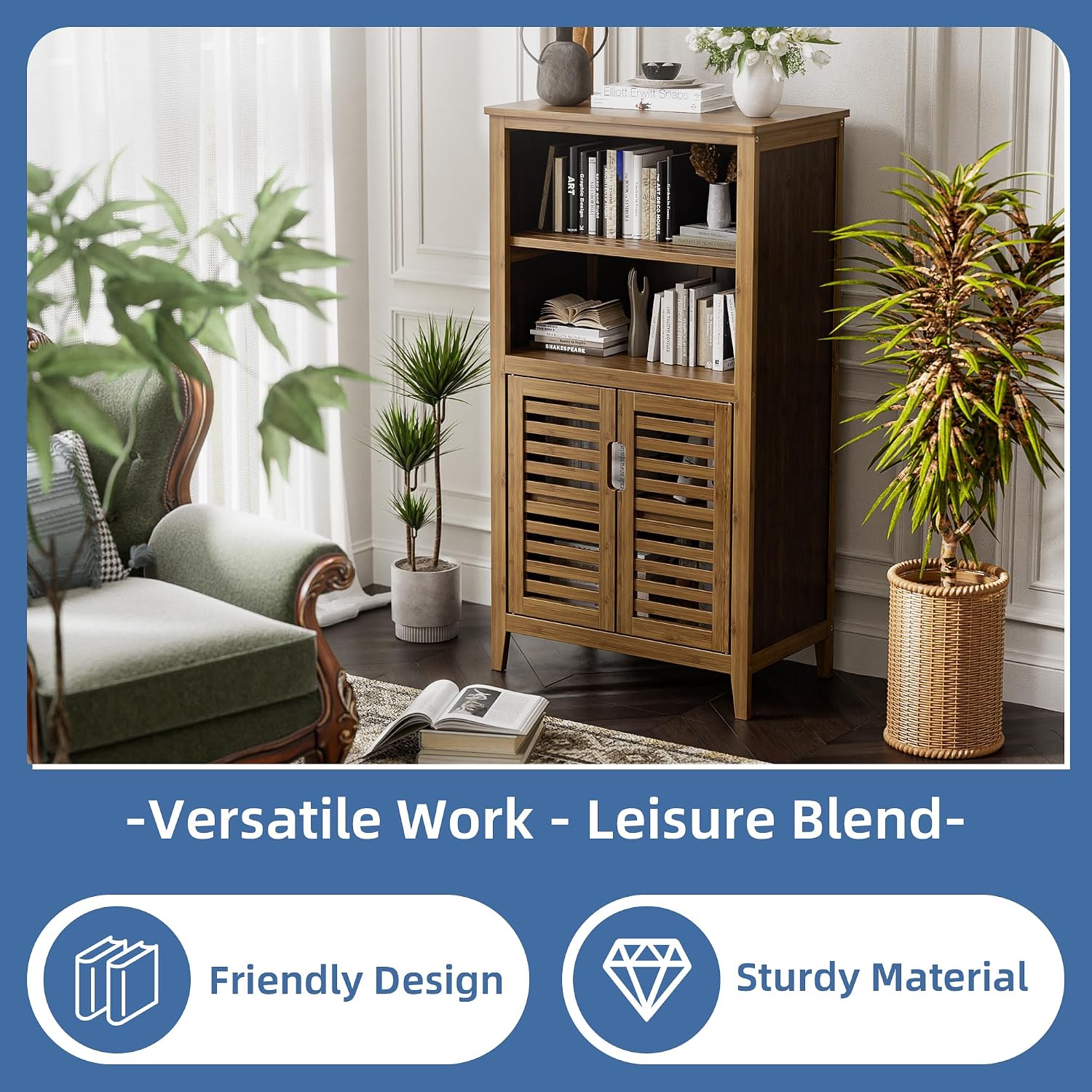 Walnut Bamboo Bathroom Storage Cabinet