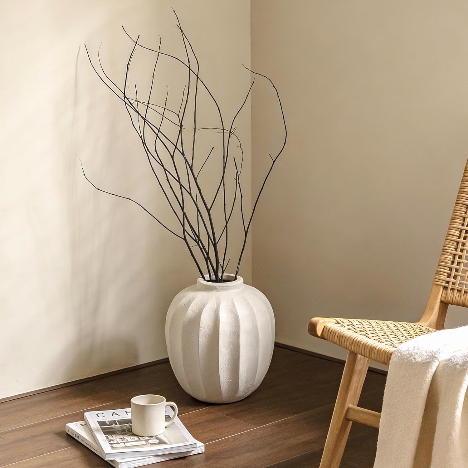 Large White Farmhouse Floor Vase