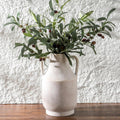 Off White Handled Farmhouse Ceramic Vase